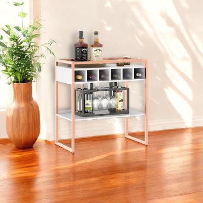 Aparador Adega Barcelona MDP e Aco 73cm Branco Cobre com Nichos para Vinhos Mobiliar Home Shop