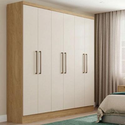 Guarda Roupa Casal Japão 6 Portas 2 Gavetas MDP Off White Carvalho Menu Móveis