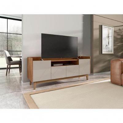 Rack Ruby para TV 60 Polegadas 158cm com Nicho Off White e Noce Mobiliar Home Shop
