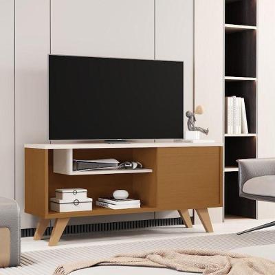Rack para TV Heitor 100cm MDP com Porta e Nichos Cedro-off SAL Movelaria