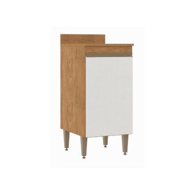 Armário de Cozinha Paris 1 Porta 2 Prateleiras 40cm Freijó e Branco Menu Móveis