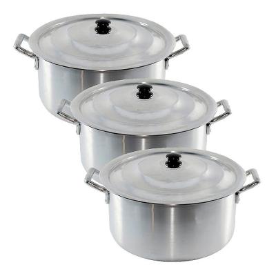 Conjunto Cacarola 26e27e28GLB Hotel Industrial Aluminio 3 Pecas com Tampa Uso Profissional N1 Sport