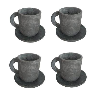 Kit Xícara de Café com Pires 2261X4INDSJ 4 Unidades 50ML Pedra Sabão para Uso Diário Industria São