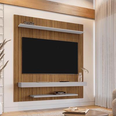 Painel para TV Leme 60 150cm Ripado Cinamomo e Off White Bechara Móveis