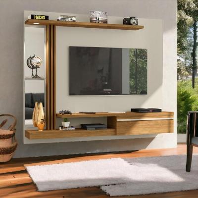 Painel para TV Denver 55 Polegadas 160cm com LED Off White e Cinamomo Bechara Móveis