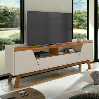 Rack Florença 180cm MDP com Nichos Off White e Naturalle Bechara Móveis