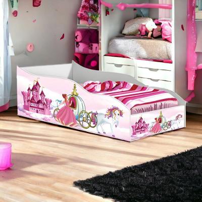 Cama Infantil Cama Racer Solteiro Pink em MDF Rosa com Grade Gabrielli Móveis