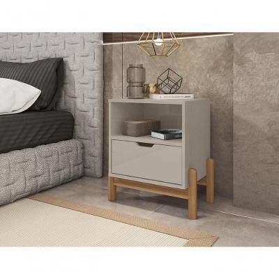 Mesa de Cabeceira Aurora 1 Gaveta MDP e MDF Off White Mobiliar Home Shop