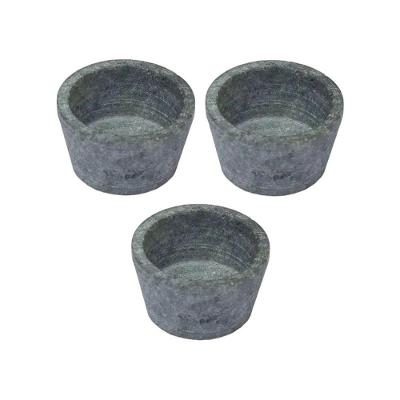 Kit 3 Mini Molheira 005.X3-INDSJ para Molho e Petisco Pedra-Sabao 50ML Uso Mesa Industria Sao Jose