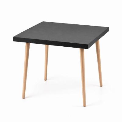Mesa Safira Quadrada 4 Lugares Tampo MDF 70cm Preto Pes Madeira Natural Marin Brasil