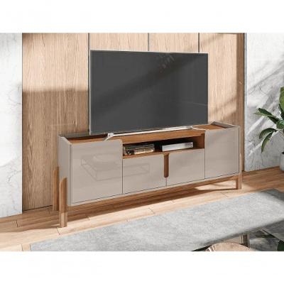 Rack Lizz para TV 60 Polegadas 170cm MDF com Portas e Prateleiras Off White Cedro Mobiliar Home Shop