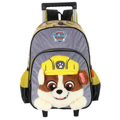 Mochila de Rodinhas Luxcel Patrulha Canina Rubble Pelucia Amarelo Infantil