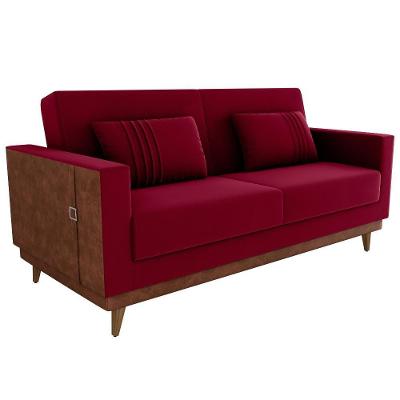 Sofa Cama Esther 2 Lugares 203cm Vermelho Veludo Maserati Milani Movelaria