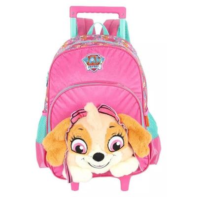 Mochila Rodinhas Luxcel Patrulha Canina Skye 40cm 30cm 15cm Rosa Infantil Escolar