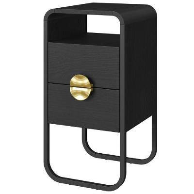 Mesa de Cabeceira Orgânica Luna 30cm 2 Gavetas MDP Moderno Nero Artesano Móveis