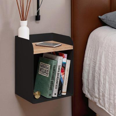 Mesa de Cabeceira Suspensa Linha Home em Aço Moderno Preto Morphi Design