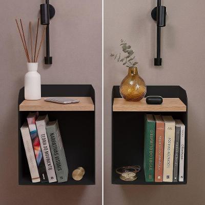 Kit Mesas de Cabeceira Suspensas Linha Home em Aço Preto para Quarto Morphi Design