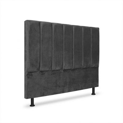 Cabeceira Carla Queen para Cama Box Madeira Macica Estofada Veludo Cinza Grafite Click Home