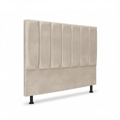 Cabeceira Carla King para Cama Box Madeira Macica Veludo Bege Claro Click Home