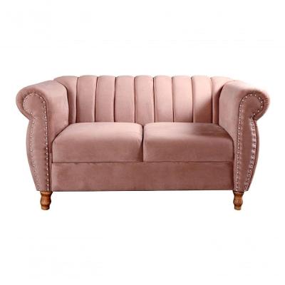 Sofá Realeza 2 Lugares 146CM Rosê Veludo Clássico Bella Decor