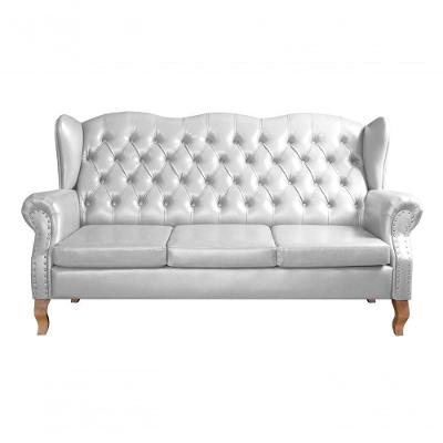 Sofá Imperador 3 Lugares 185CM Branco Couro Sintético Clássico Bella Decor