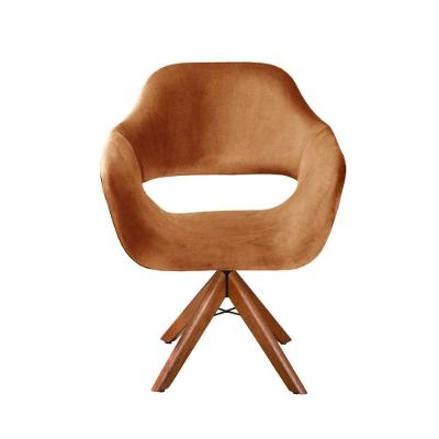 Poltrona Zara Giratória Veludo com Base de Madeira Terracota Bella Decor