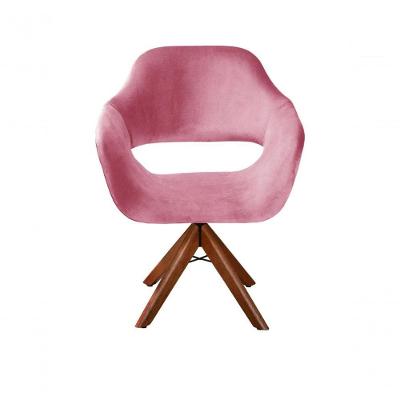 Poltrona Zara Giratória Madeira Suede Assento D28 Confortável Rosa 280 Bella Decor