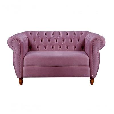 Sofá Nobreza 2 Lugares Fixo 153CM Roxo Veludo Bella Decor para Sala Escritório
