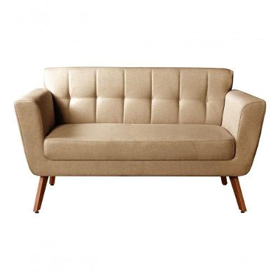 Sofá Bruna 2 Lugares 142CM Marrom Suede Bella Decor Estrutura Madeira