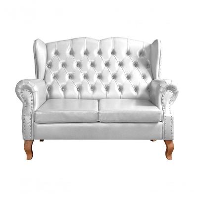 Sofá Imperador 2 Lugares 135CM Branco Couro Sintético Bella Decor Design Clássico