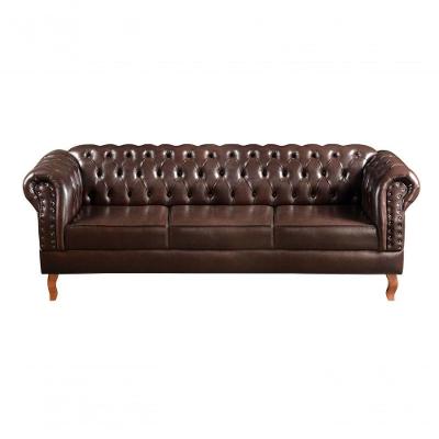 Sofá Dom Pedro 3 Lugares 215CM Café Couríssimo Sintético Bella Decor