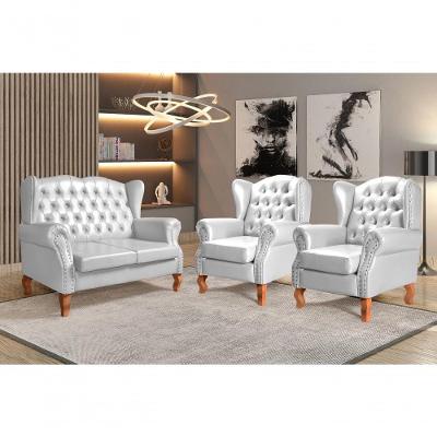 Conjunto de Sofás Imperador 4 Lugares 135CM Branco Bella Decor