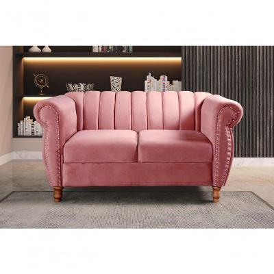 Conjunto de Sofá Realeza 2 e 3 Lugares Fixo Rosa Suede Bella Decor