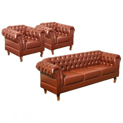 Conjunto de Sofás Dom Pedro 5 Lugares Caramelo Couríssimo Bella Decor