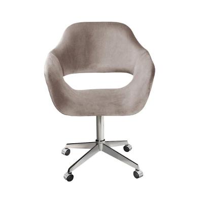 Poltrona Zara Giratória com Rodinhas Veludo Capuccino 250 Bella Decor