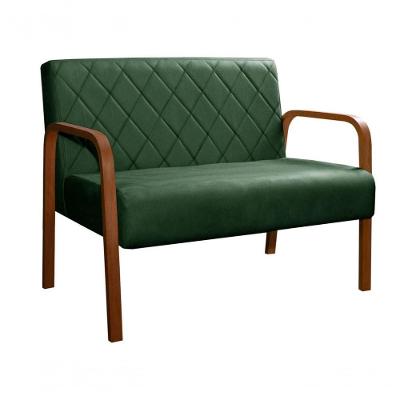 Sofá Divã Namoradeira Lara 2 Lugares 108CM Verde Veludo Fixo Bella Decor