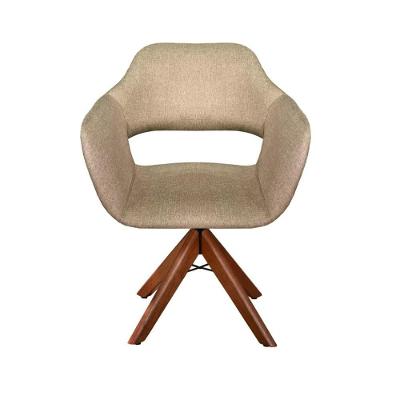 Poltrona Zara Giratória Decorativa em Linho Assento Confortável Marrom Bella Decor