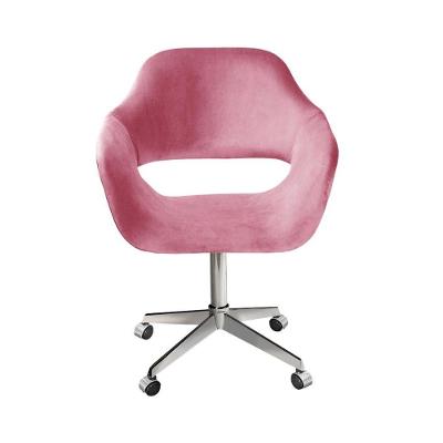 Poltrona Zara Giratória com Rodinhas Suede Rosa 280 Bella Decor