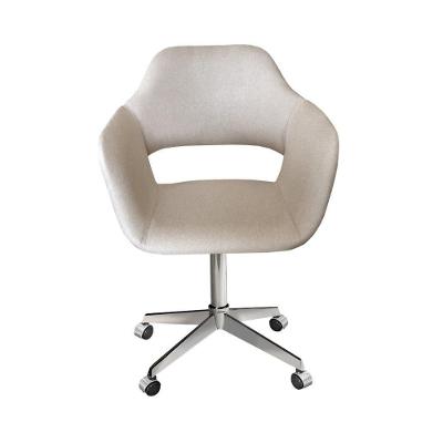 Poltrona Zara Giratória com Rodinhas Reclinável Linho Bege Bella Decor