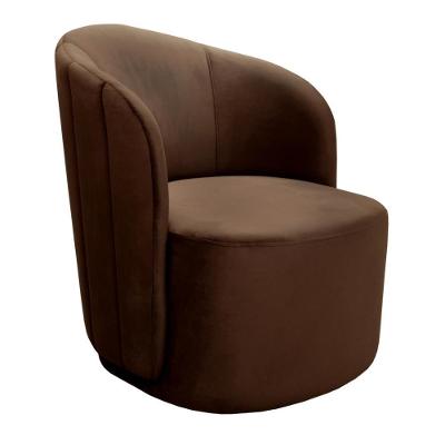 Poltrona Stela Decorativa Veludo com Braços Marrom Bella Decor