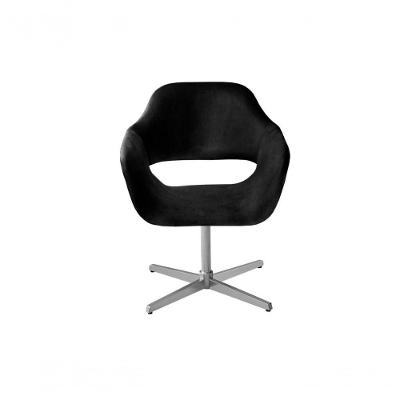 Poltrona Zara Giratória Base de Metal Veludo Preto Bella Decor