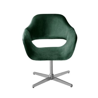 Poltrona Zara Giratória Base Metal Veludo Verde 270 D28 Bella Decor