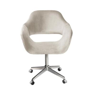 Poltrona Zara Giratória com Rodinhas Retrátil Reclinável Suede Bege 080 Bella Decor