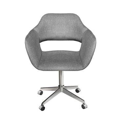 Poltrona Zara Giratória com Rodinhas Linho Cinza 320 Bella Decor