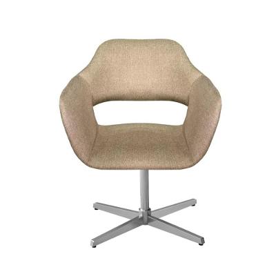 Poltrona Zara Giratória Base Metal Suede Linho Marrom Bella Decor