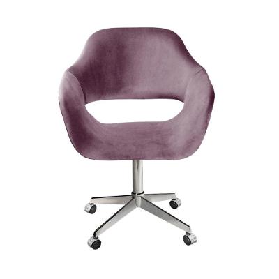 Poltrona Zara Giratória com Rodinhas Veludo Roxo 380 Bella Decor