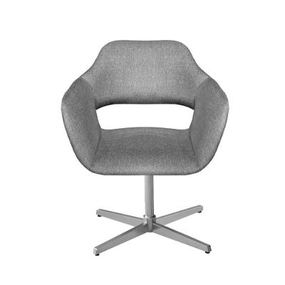 Poltrona Zara Giratória Decorativa com Base de Metal Linho Cinza 320 Bella Decor