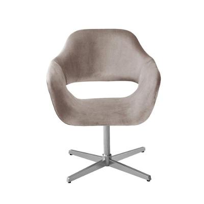 Poltrona Zara Giratória de Metal Veludo Capuccino Bella Decor