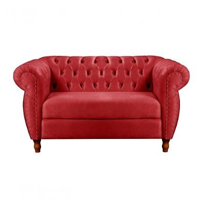 Sofá Nobreza 2 Lugares Fixo 153CM Vermelho Veludo Bella Decor