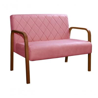 Sofá Divã Lara 2 Lugares Fixo 108CM Rosa Suede Moderno Liso Bella Decor